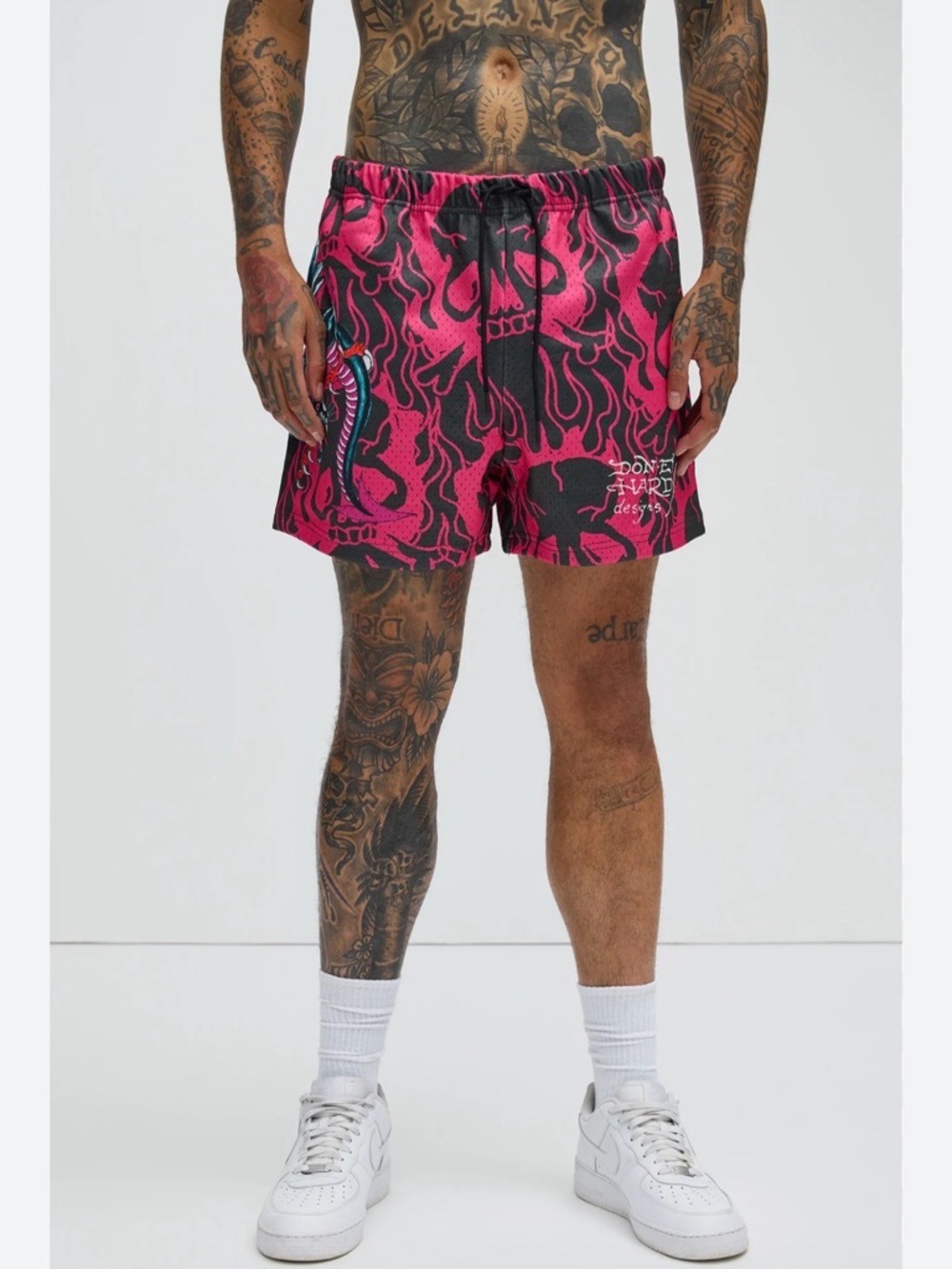 Ed Hardy Panther Dragon Pink Shorts